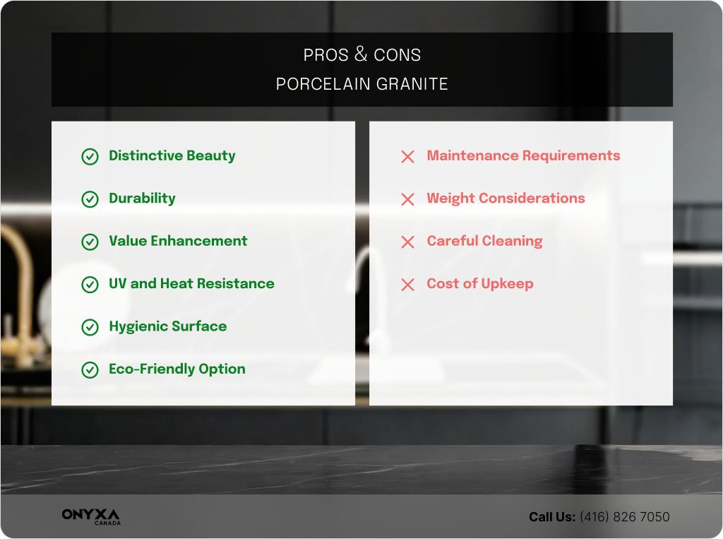 PROS CONS PORCELAIN Granite